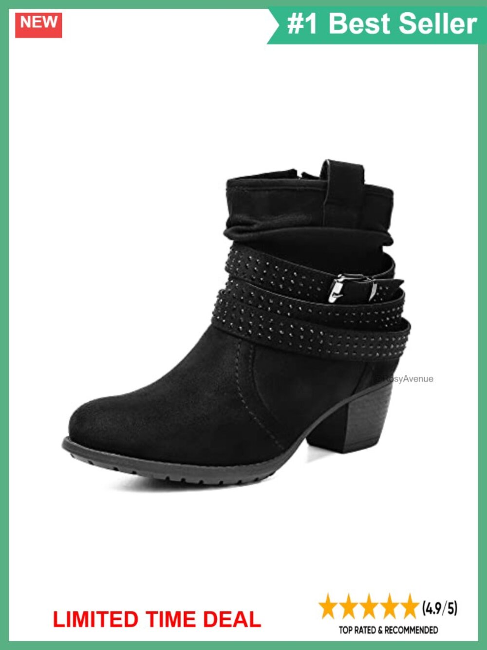Women's Mid Calf Boots Round Toe Low Heel Slouchy Dress Booties
